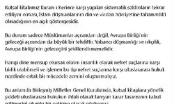 Cumhurbaşkanı Yardımcısı Yılmaz'dan Kur'an-ı Kerim'e yapılan saldırılara tepki