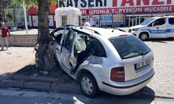 Kurban kesmeye giderken otomobiliyle ağaca çarpan sürücü yaralandı