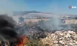 Denizli Sarayköy'de çöplük alanında çıkan yangın çıktı