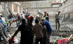 Kütahya'da okul inşaatında beton dökümü sırasında çökme