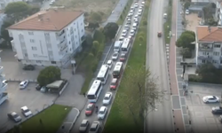 Bandırma’daki trafik yoğunluğu dron tarafından görüntülendi