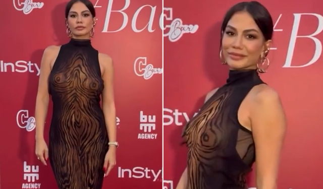 Demet Özdemir cesur elbisesiyle geceye damga vurdu