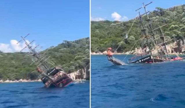 Marmaris'te 110 yolculu gezi teknesi battı