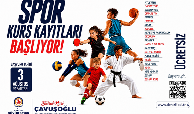 Denizli'de 22 branşta spor kursu kayıtları başlıyor