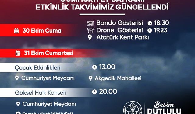 Cumhuriyet Bayramı Kutlama Etkinliklerinin Tarihleri Güncellendi