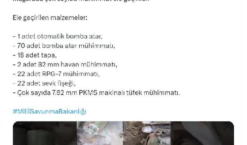 MSB: Teröristlere ait çok sayıda mühimmat ele geçirildi