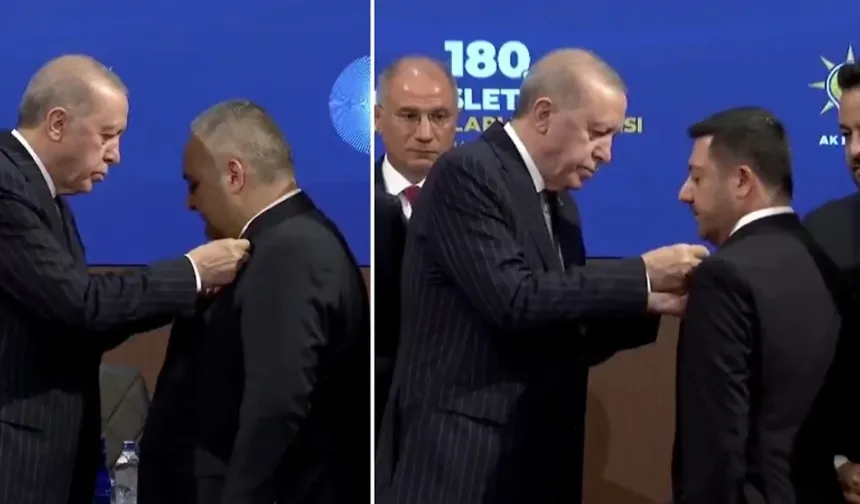 Erdoğan 3 başkana rozet taktı