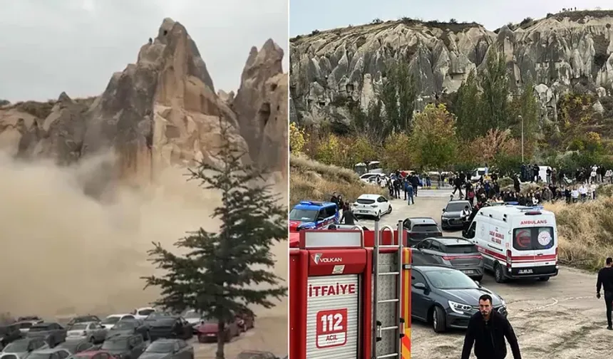 Kapadokya Göreme Açık Hava Müzesi'nde peribacası çöktü