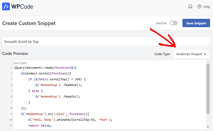 Javascript Jquery Snippet In Wpcode