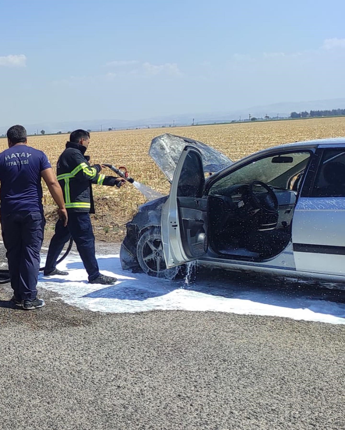 Hatay’da Seyir Halindeyken Motoru Alev Aldı