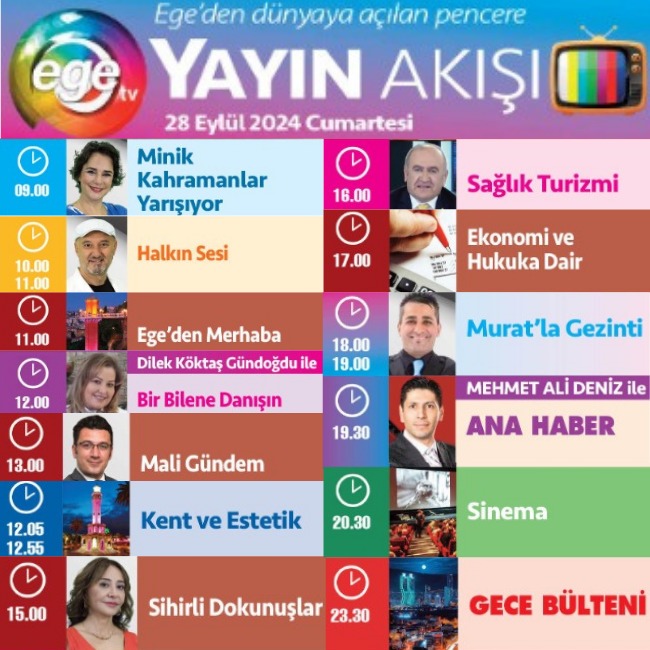 Ege Tv 28 Eylül Yayın Akışı