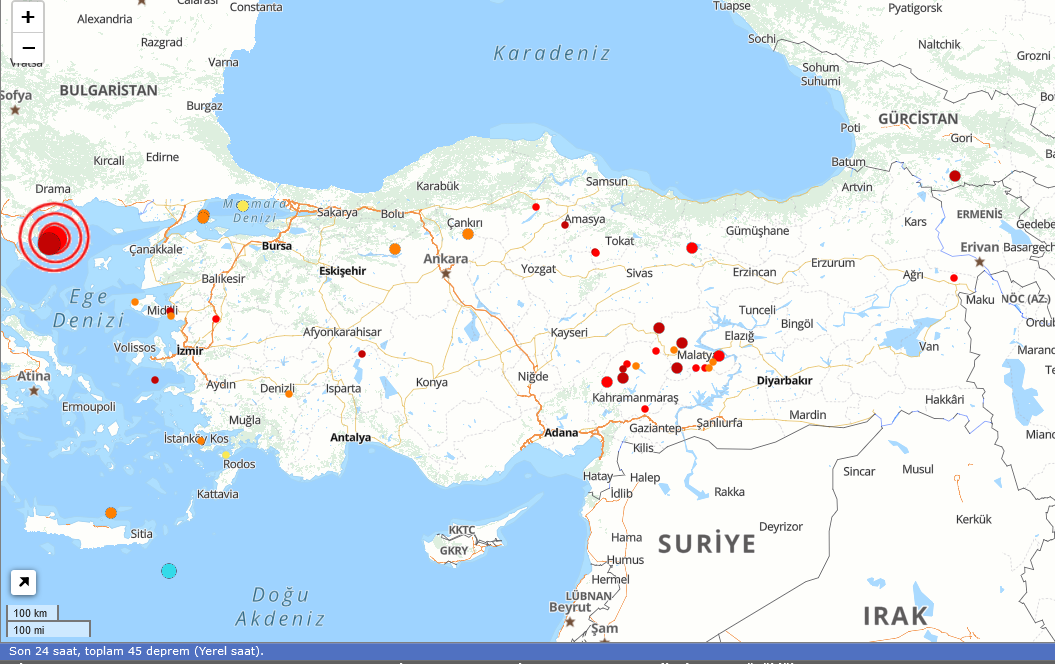 Son Depremler 22 Eylül