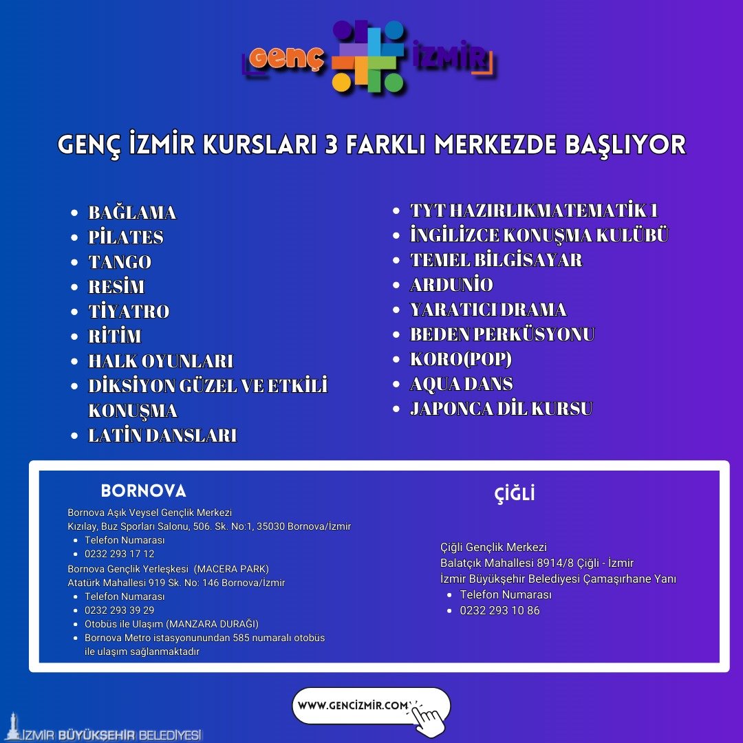 İzmir Büyükşehir Belediyesi'nden Gençlere Ücretsiz Gelişim Fırsatı0