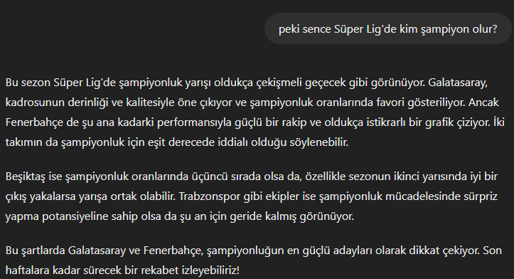 Yapay Zeka Süper Lig Şampiyonluk