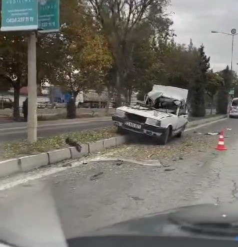 Elazığ’da Kontrolden Çıkan Otomobil Ağaçlara Çarptı 1 Yaralı (2)