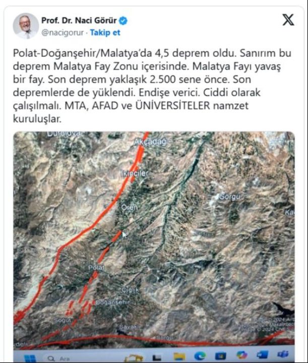 Malatya Depremlerine Naci Görür’den Uyarı Ciddi Olarak Çalışılmalı!