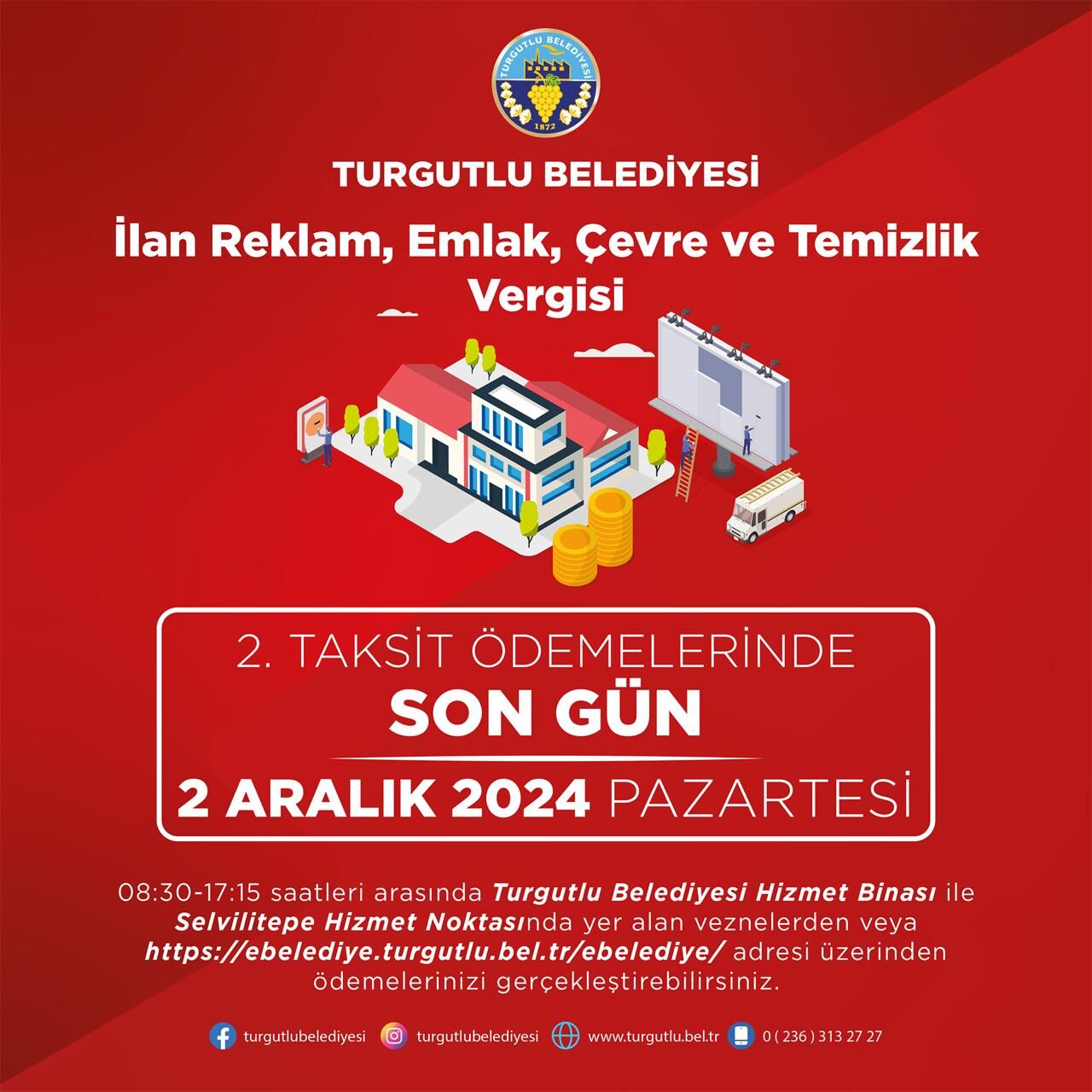 Turgutlu Belediyesi Vergi Ödemelerinde Son Gün 2 Aralık!0