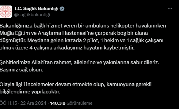 İçişleri Ve Sağlık Bakanları, Muğla’daki Helikopter Kazası Için Taziye Diledi (2)