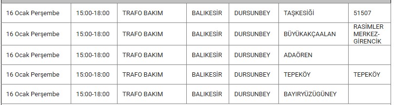 Dursunbey Kesinti 16 Ocak