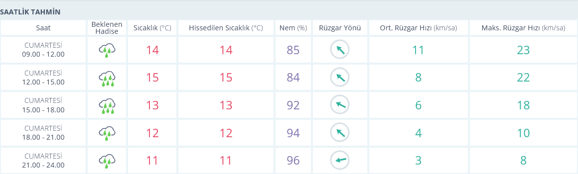 Izmir 4 Ocak Hava Durumu