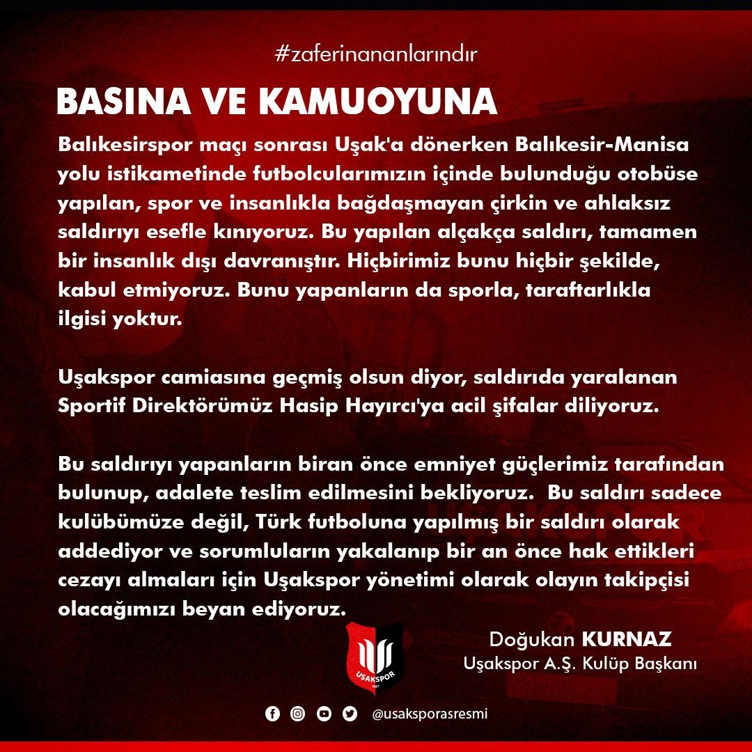 Uşakspor Otobüsüne Taşlı Saldırı (1)