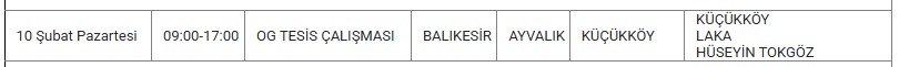 Ayvalık Kesinti 10 Şubat