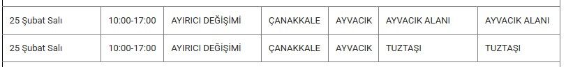 Ayvalık Kesinti 25 Şubat