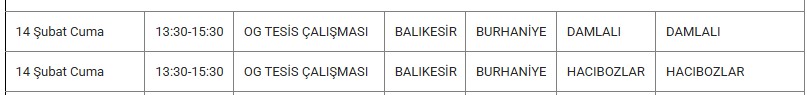 Burhaniye Kesinti 14 Şubat
