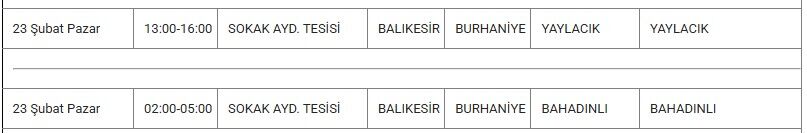 Burhaniye Kesinti 23 Şubat