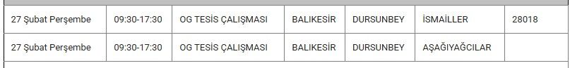 Dursunbey Kesinti 27 Şubat