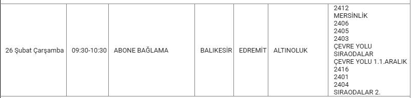 Edremit Kesinti 26 Şubat