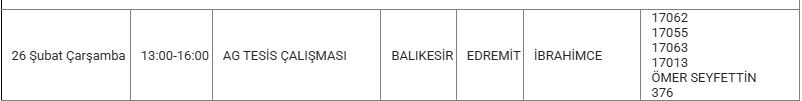 Edremit Kesinti 26 Şubat0