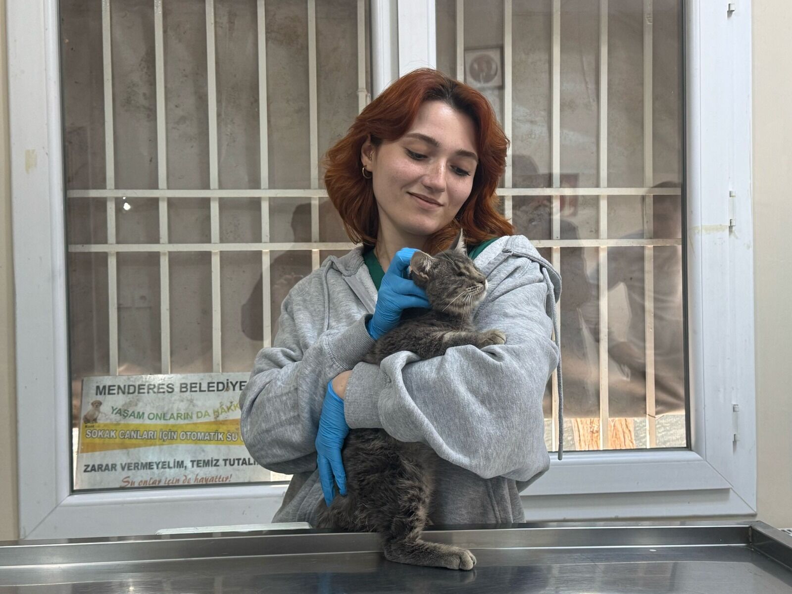 Menderes’te Görme Engelli Kediye, Tedavisini Yapan Veterinerin Ismi Verildi2