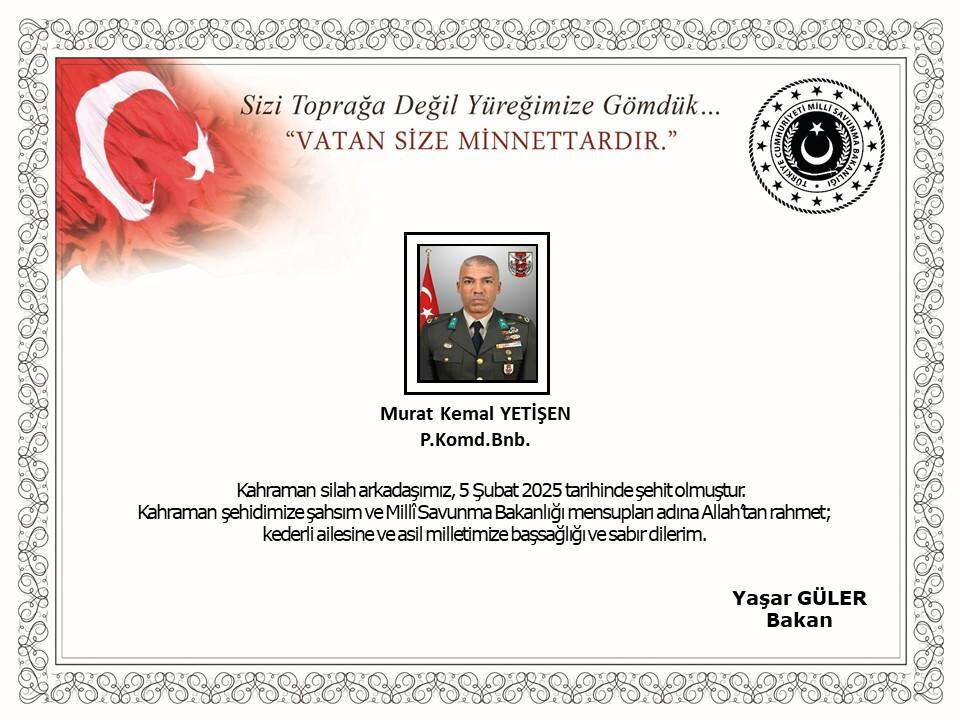 Msb Acı Haberi Duyurdu1 Binbaşı Şehit Oldu