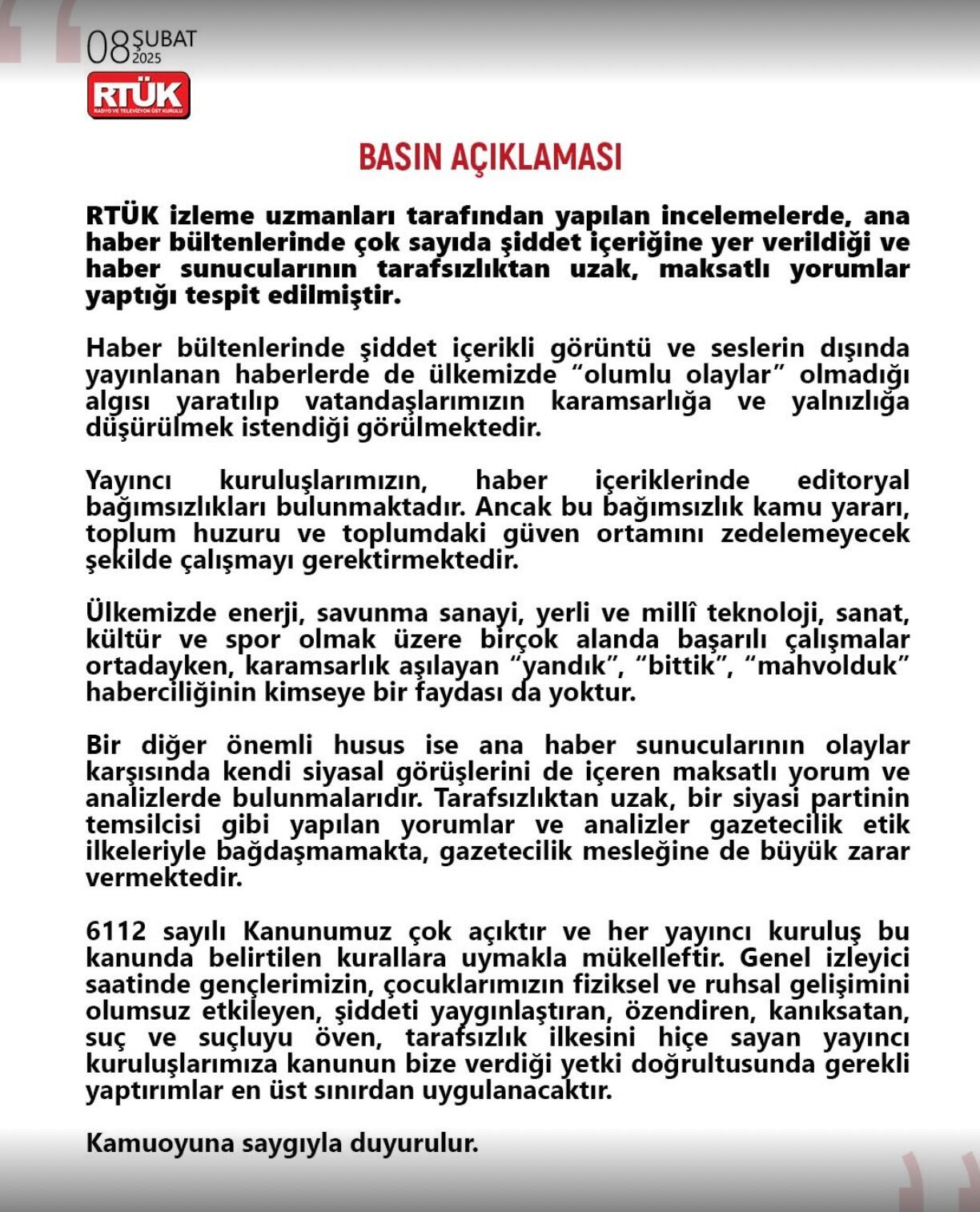 Rtük Basın Açıklaması