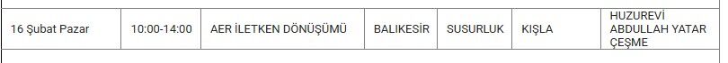 Susurluk Kesinti 16 Şubat