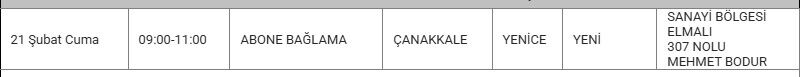 Yenice Kesinti 21 Şubat