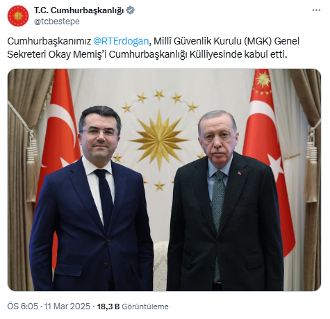 Cumhurbaşkanı Erdoğan Mgk Genel Sekreteri Okay Memiş’i Ağırladı