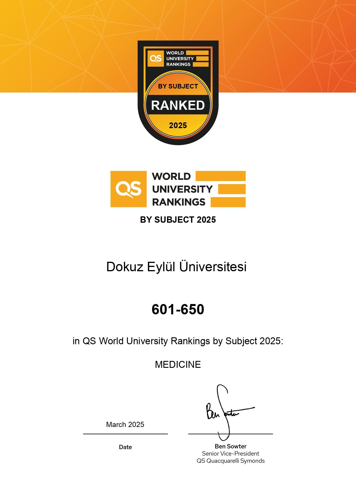 Deü'den Qs 2025 Sıralamasında Hemşirelik Ve Tıpta Büyük Başarı (1)-1