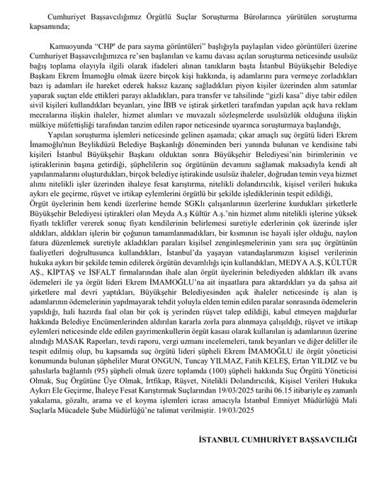 Savcılık Gözaltı Açıklama