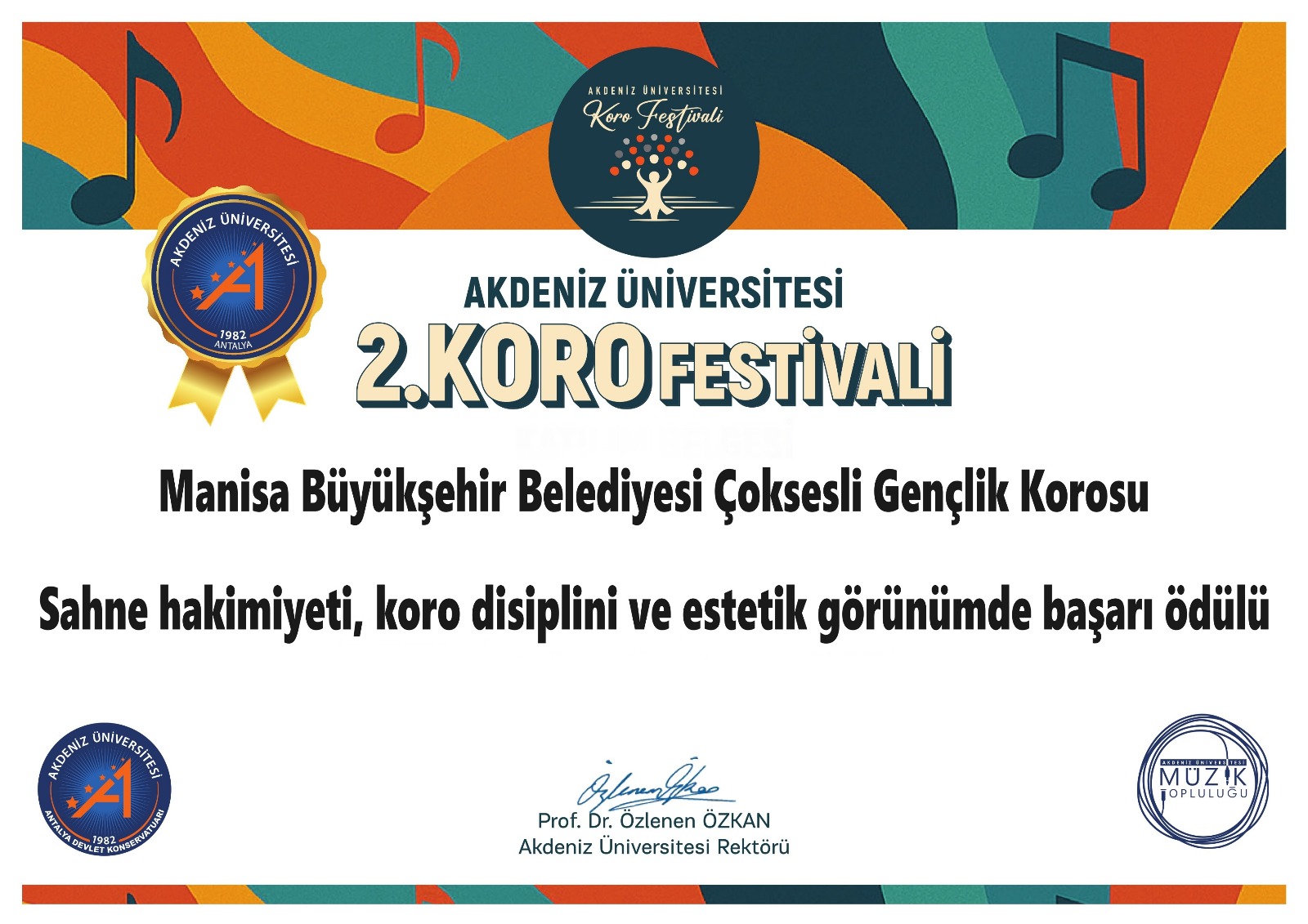 Manisa Büyükşehir Belediyesi Çok Sesli Gençlik Korosu’na Antalya’da Ödül