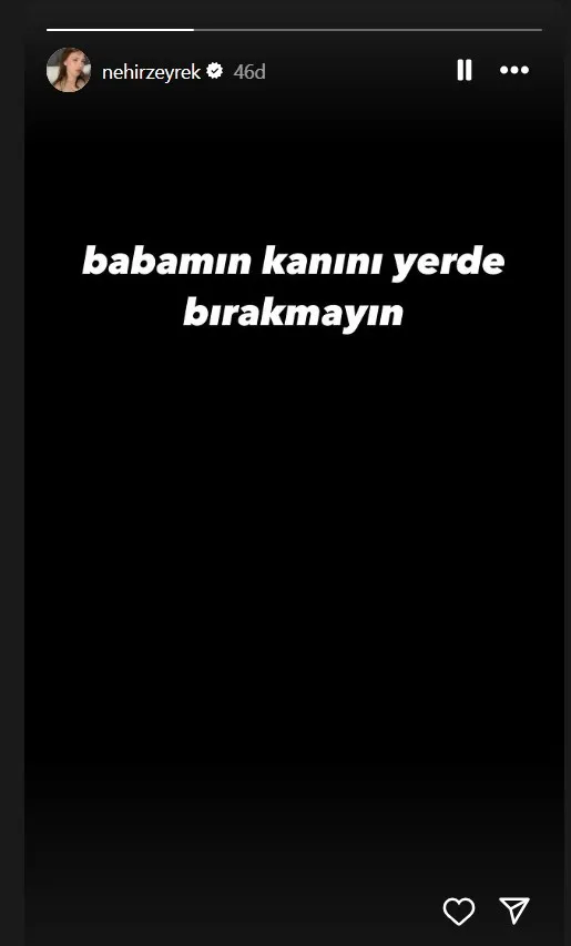 Nehir Zeybek Instahram Paylasimi