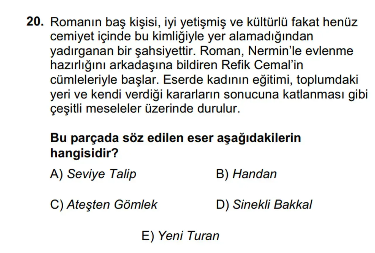 Ösym Edebiyat Sorusu